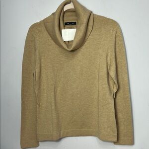 Lands' End Tan Cowl Neck Cashmere Blend Sweater